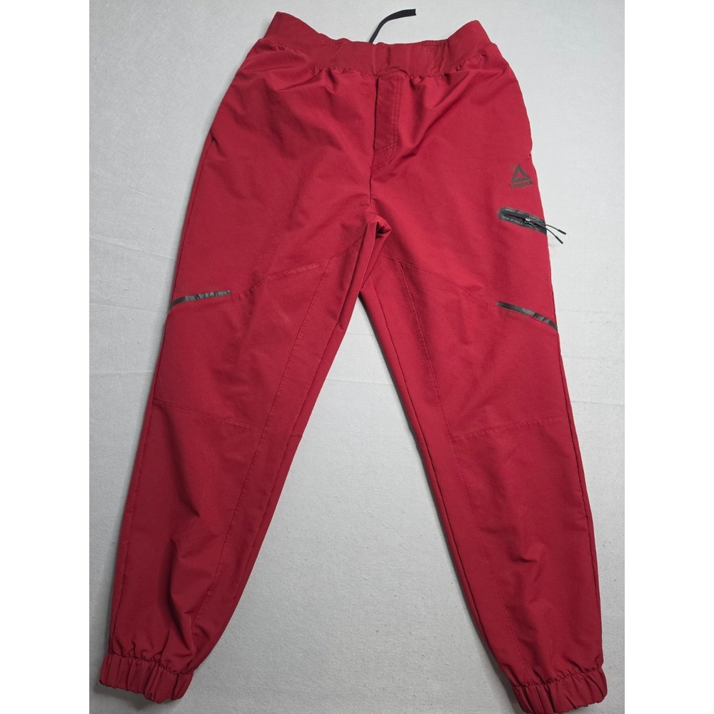 Reebok Jogger Pants Men's Large Red Stretch Elastic Waist‎ Tapered Leg Athletic